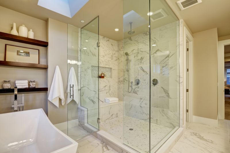 Elegant Shower with Marble Tile